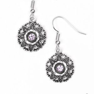 Silver & purple Perennial Party Paparazzi Earrings